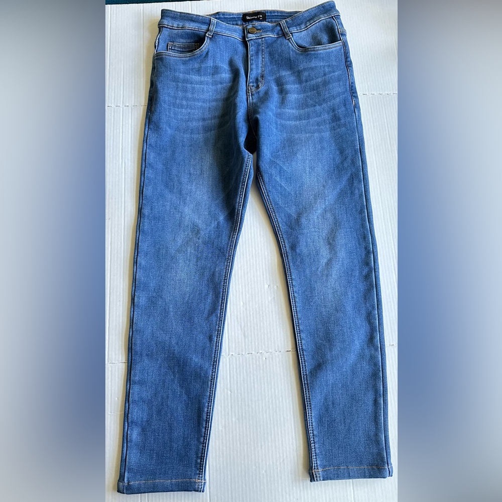Men's‎ Fleece Jeans 34 Blue Cotton Blend Skinny Fit Skinny Collection